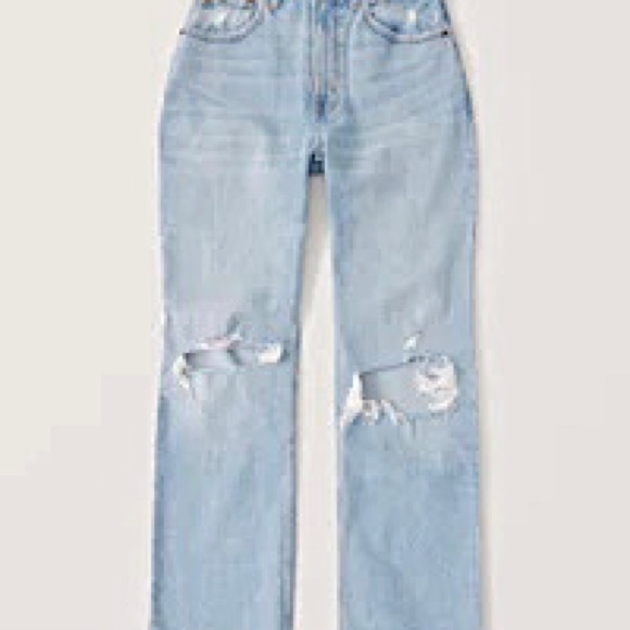 Abercrombie and Fitch Curve Love High Rise 90s Relaxed Jean - Light Ripped - Picture 2 of 3